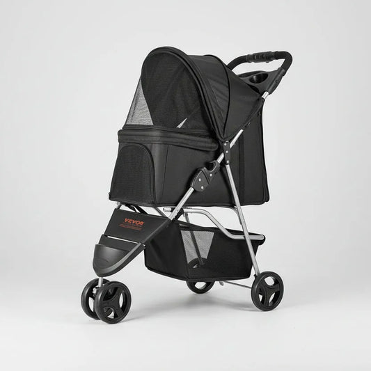 The Growing Mart Foldable 3 Wheel Pet Stroller with Brake for Safe Travel