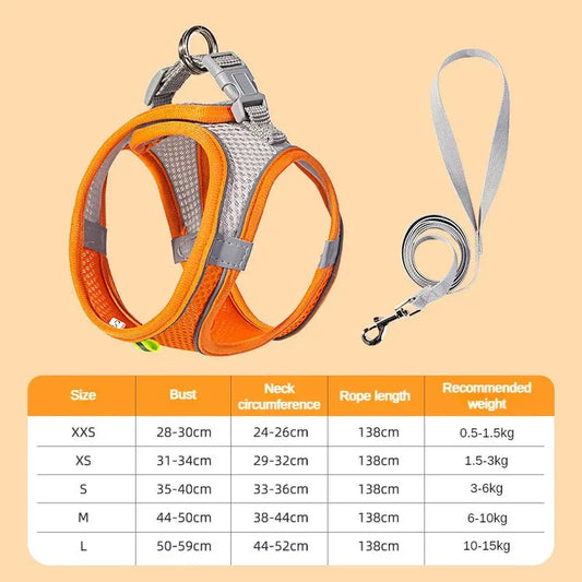 The Growing Mart Puppy Harness Set Adjustable No-Pull Leash Combo
